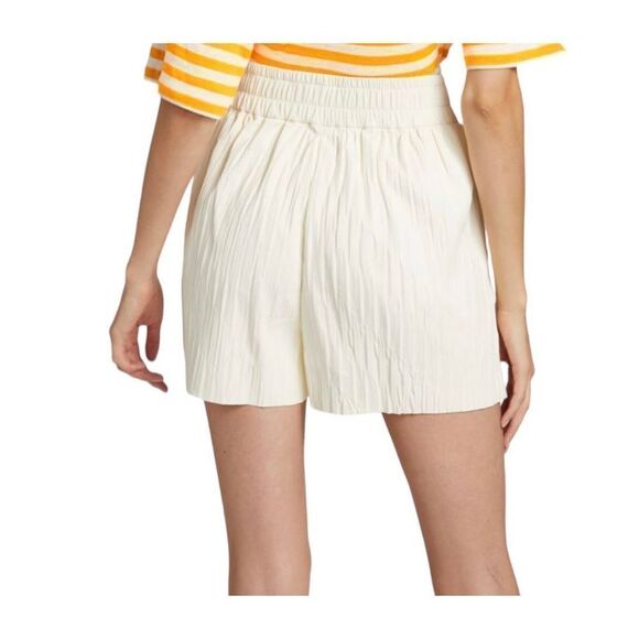 Frame Pleated Lamb Leather Short Women's Cream Size Medium - Picture 3 of 14